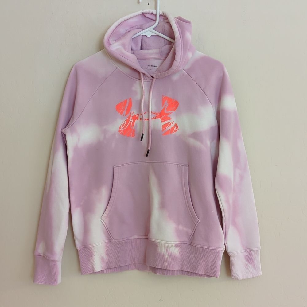 Under Armour Hoodie Purple Pink Custom Bleach Tie Dye Loose Fit Sweatshirt - XS